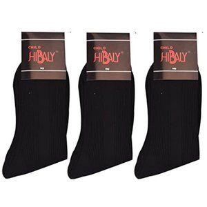 Hibaly Boy's Solid Color Ribbed Crew Dress Socks
